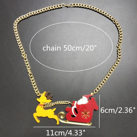 Santa and his reindeer bae laser cut acrylic necklace! Add some holiday cheer! - Picture 4 of 6